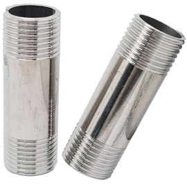 2pcs 60mm/2.36inch Length,G1/2" Male X G1/2" Male Thread Nipple Pipe Fitting,Stainless Steel Nipple Water Pipe Extension Connector