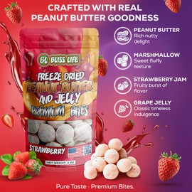Freeze Dried PB&J Strawberry Candy Exotic new TikTok Trend Unique Novelty Snack that Melts in your Mouth 2oz