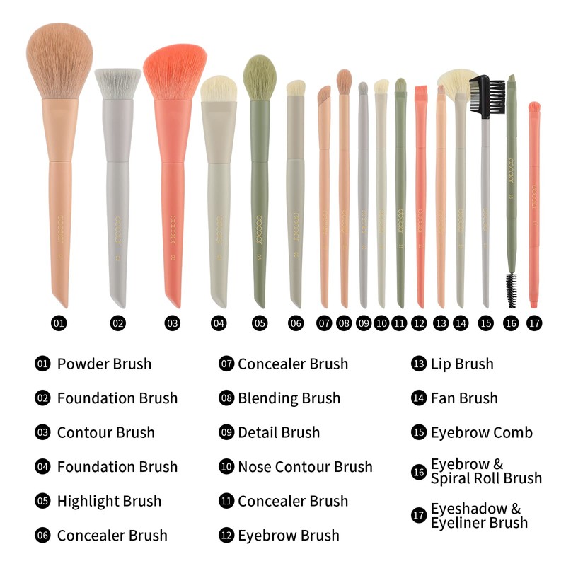 Docolor Makeup Brush Set 17 Pieces Make Up Brush Set