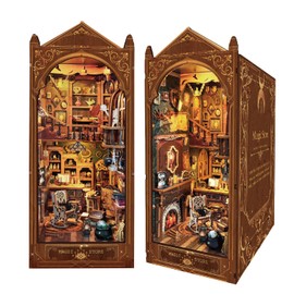 Book Nook Kit, Magic Store Dollhouse Booknook Bookshelf Insert Decor Alley DIY Miniature House Kit with Led Light Crafts for Adults and Teens to Build Creativity Model Gift