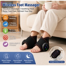 Portable Heated Foot Massager for Relaxation – Wireless Vibration Massage with Adjustable Heat for Home, Office & Travel