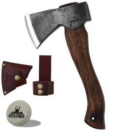 Camping Axe and Hatchet -11" Forged Carving Axe with Leather Sheath, Bushcraft Hatchet Small Axe Survival Hatchet for Woodworking