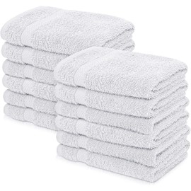 Wholesale Trade Dealz 12 X Face Cloth Flannels (30 x 30 cm-600GSM) 100% Egyptian Cotton Wash Cloths Quick Dry & Absorbent Towel Set for Gym,Spa,Golf (White, Cotton)