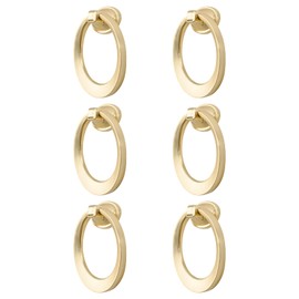 MOROBOR Round Pull Swing Ring, 6pcs Cabinet Drawer Ring Handles Solid Brass Pulls Zinc Alloy Drop Dresser Wardrobe Cupboard Kitchen Cabinet Door Pendant Handles Knobs(Brushed Gold)