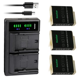 Kastar 3-Pack Battery and LTD2 USB Charger Compatible with GoPro HERO12 Hero 12 Black Action, GoPro HERO11 HERO10 HERO9 Camera, GoPro ADDBD-212 ADBAT-001 ADDBD-001 Battery