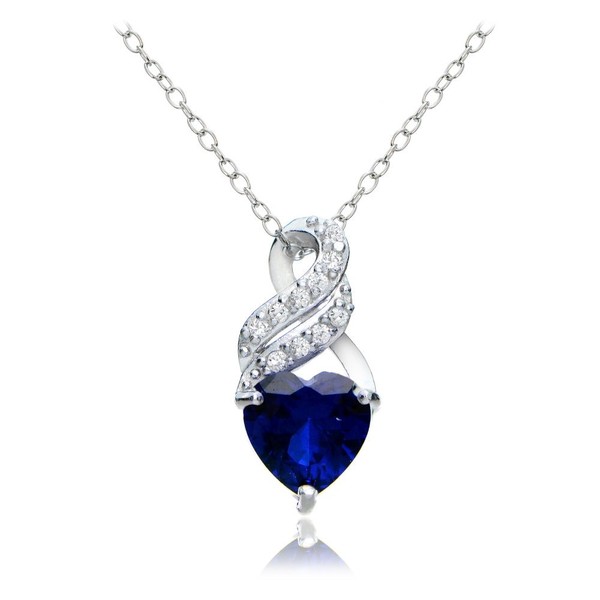 Ice Gems Sterling Silver Created Sapphire & White Topaz Heart