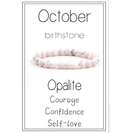 Birthstone Crystal Beads Bracelets Healing Crystal 12 Zodiac Stretch Bracelet for Women Natural Stone Chakra Anxiety Relief Yoga Beaded Bracelets for Birthday Gifts Horoscope Jewelry-October