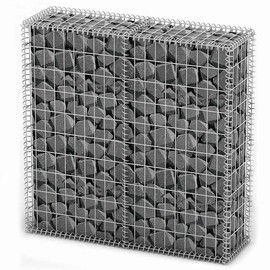 vidaXL Galvanized Steel Gabion Basket with Lids - 39.4"x39.4"x11.8" Mesh Grid, Garden Retaining Wall Wire Cage, Rust-Proof & Weather-Proof