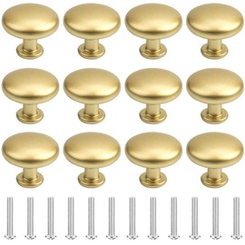Roellgs 12Pack Cupboard Knobs Black Door Knobs Black Cabinet Knobs Kitchen Door Knobs Round Draw Knobs Cupboard Door Handles (Round Shape, Gold)