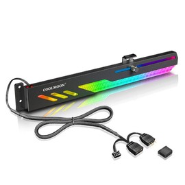 Angitu COOLMOON GT8 Graphics Card Bracket 5V ARGB Multi-Interface Synchronous Horizontal Chassis Decoration GPU Video Card Stand Holder (Black)