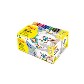 Jovi Textile Felt Tip Pens Line Width 4.8 mm Permanent Brush-like Tip Set of 48 in 4 x 12 Colours