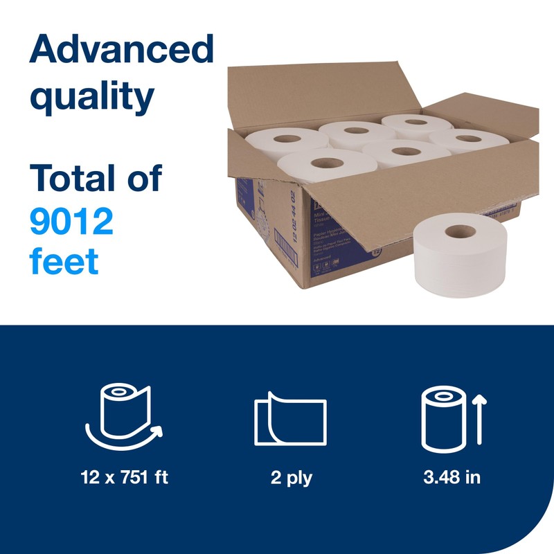 Tork Mini Jumbo Toilet Paper Roll White T2, Advanced, 2-Ply,