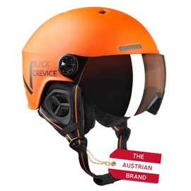 Black Crevice Sölden Ski Helmet with Visor, Matte Orange / Black, S (51-54)