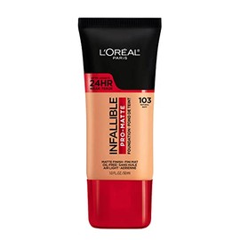 L'Oreal Paris, Base De Maquillaje Líquida De Larga Duración, Infallible 24H Pro-Matte, Tono Natural Buff 103, 30Ml