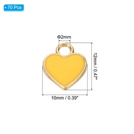 PATIKIL 70pcs Heart Charm, Heart Bracelet Charm Pendants Small Bulk Resin Alloy Glitters for Jewelry Making Bracelets Earrings Necklaces DIY Crafts, Yellow