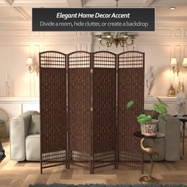 Red Lantern 5 1/2 ft. Tall Fiber Weave DarkMocha-4 Panel Room Divider, Dark Mocha