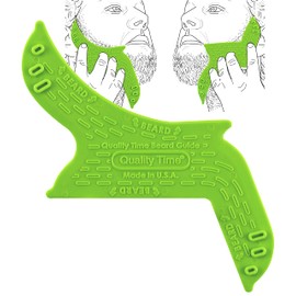 Quality Time Beard Shaping Tool Guide; Flexible Beard Guard, Do-it-Yourself, Innovative Design Template, Haircut Trimming Stencil - Beard Lineup Shaving Guide, Made in USA