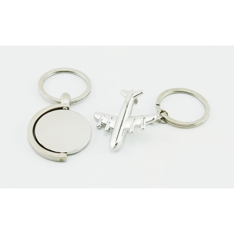 naissant 世界をめぐる！ 飛行機 ＆ 地球 デザイン キーホルダー ２個 セット 金属製