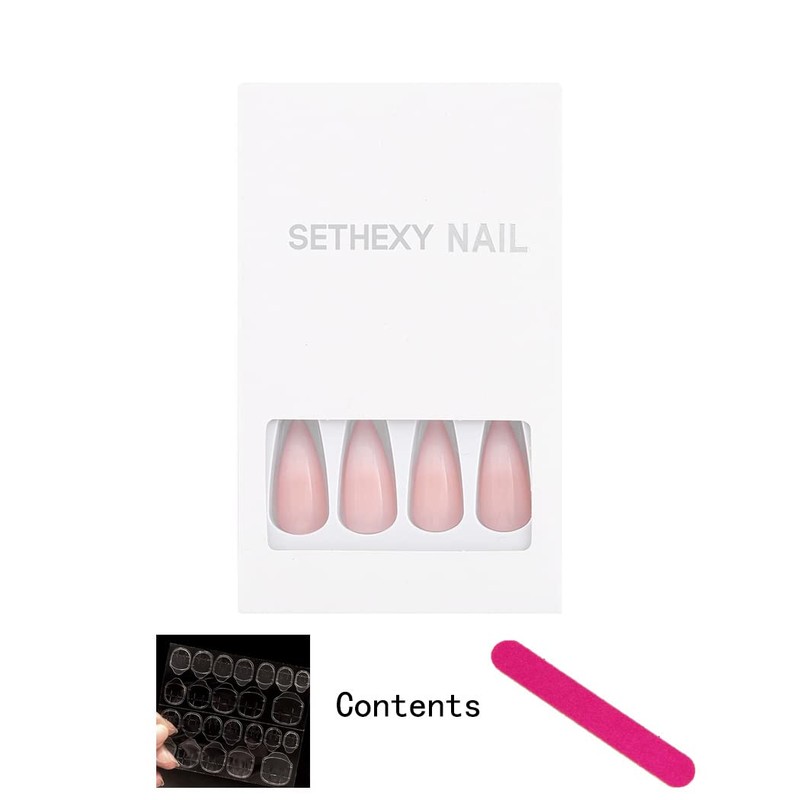 Sethexy 24 Pcs Almond Glue On False Nails