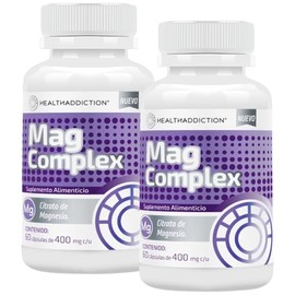 HEALTHADDICTION - Citrato de Magnesio Mag Complex, Cápsulas de 400mg, Sin Gluten y Sin Azúcar, Apoyo Estreñimiento, Sueño y Relajación (120 Cápsulas)