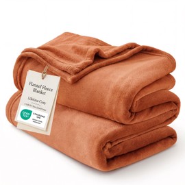 Bedsure GentleSoft Fleece Throw XL Blanket Dark Orange - 300GSM Soft Lightweight Plush Cozy Blankets for Bed, Sofa, Couch, Travel, Camping, 50x70 inches