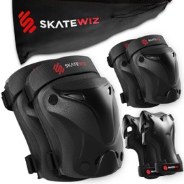 SKATEWIZ Children's Knee Pads for Inline Skates, Protectors, Knee Pads, Inline Pads, Ice Skates, Black, Size S