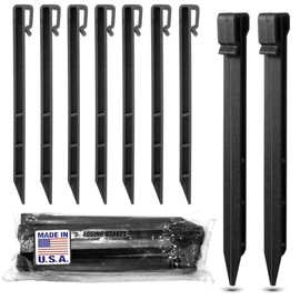 USA MADE - Black (25-PACK) - 10" Inch Heavy Duty Plastic Landscape Edging Stakes, Anchoring Spikes for Edging & Terrace Board (Fits Most Brands Bender Board) (25)