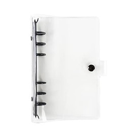 A6 Clear Soft PVC Binder Cover 6 Black Round Ring Binders Dia 20mm Snap Button Closure for A6 Loose Leaf Folder Refillable Notebook Binder Shell Protector