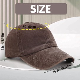 CWENDANER Unisex Baseball Cap, Baseball Cap for Men and Women, 100% Cotton, Vintage Baseball Cap, Adjustable Peaked Cap for Sports, Travel, Outdoor, Plain, Coffee colour, 54-58