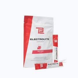 TB12 Powdered Electrolytes Supplement Powder for Fast Hydration by Tom Brady-Fruit Punch, 15 Stickpacks. Natural, Easy to Mix. Low Sugar, Low Calorie, Vegan. Free of Dairy, Gluten and Soy. Non-GMO.