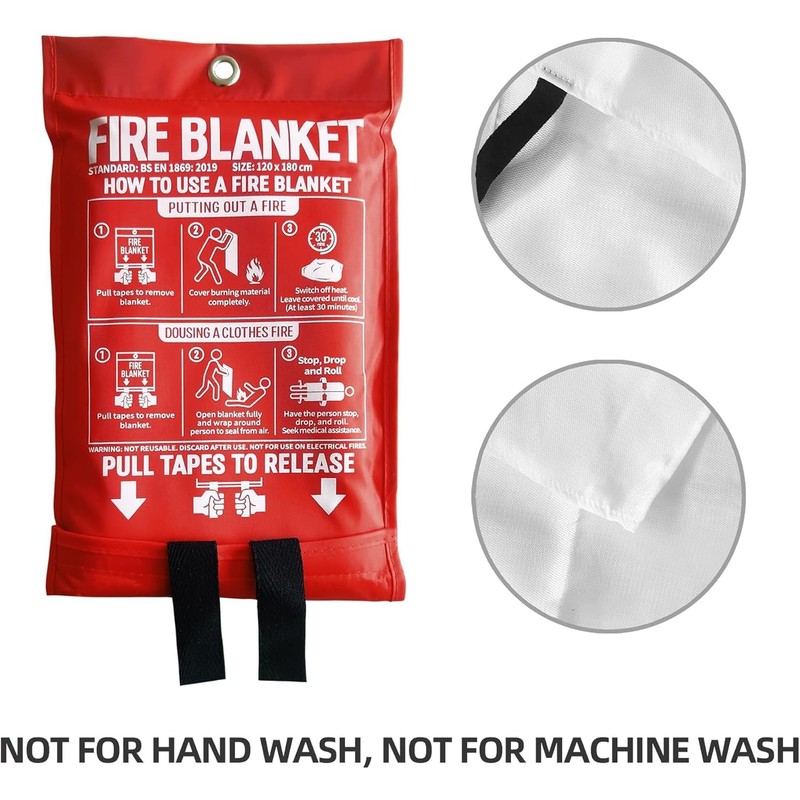 WUERLI Fire Blanket,47" x 71",Fiberglass Fire Blanket for Camping and
