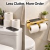 Wall Mounted Double Toilet Paper Holder with Shelf, 304 Stainless