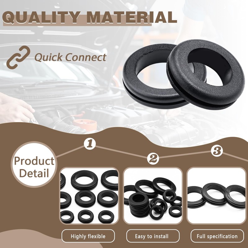 35 Pcs Black Rubber Grommets Rubber Hole Grommet Cable Grommet