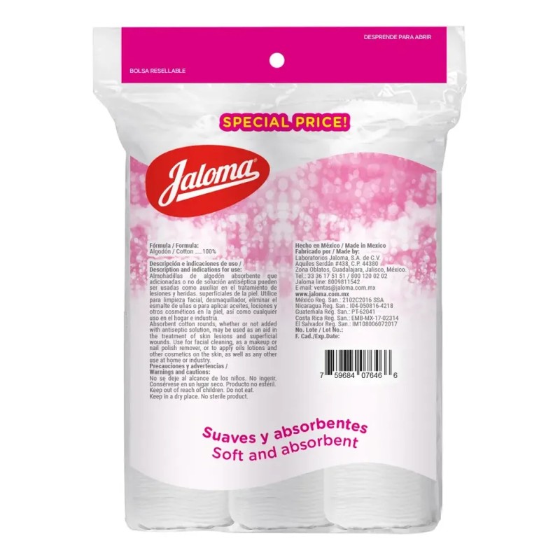 Jaloma | Tri-pack De Algodón Facial Suave, 3x100 Piezas