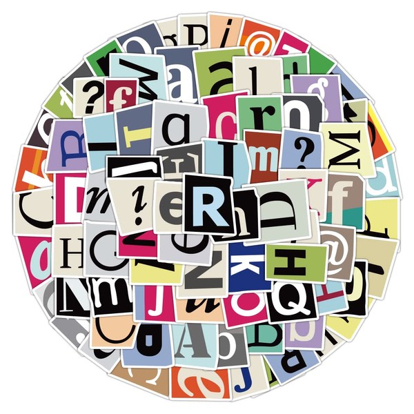 100Pcs Alphabet Letter Stickers, Waterproof Stickers for Scrapbook, Laptop, Computers,