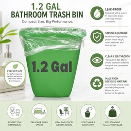 Bolsas de basura pequeñas de 5 litros, bolsas de basura de 1.2 galones (440 unidades) de plástico transparente de 1 galón para contenedores de hogar y oficina, 440 bolsas