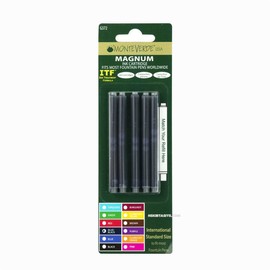 Monteverde USA Magnum Ink Cartridges - Blue/Black - Premium High-Capacity Ink for Smooth Writing, Compatible with Most Fountain Pens, 5-Pack Blister