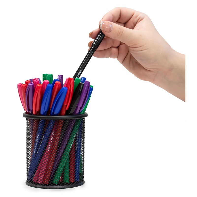 Eziglide Ballpoint Black Pen, Pack of 10 Ballpoint Pens, Smooth