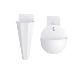 MIXNEX 2-Pack Wall-Mounted Hydroponic Planters – Hanging Flower Vases for Indoor Plants – Half-Round & Long Tube Plastic Wall Vases with Hooks (White)