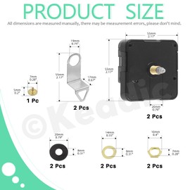 Keadic 25Pcs Quartz Clock Mechanism Replacement Set Contains High Torque Long Shaft Wall Clock Silent Movement with Long and Short Spade Hands for Home (20mm/ 0.78 Inches)