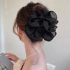 Black Hair Clip - Chiffon Claw Hair Bow Large Size