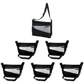 TechPro 13" Laptop Bag - Durable Water-Resistant Briefcase with Removable Sleeve, Adjustable Shoulder Strap, Multiple Storage Pockets - Fits 13-inch Laptops - Black & Silver - Pack of 6