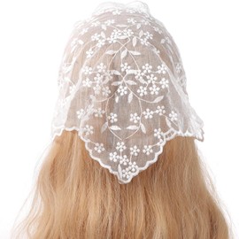 White Elegant Women Lace Flower Triangle Headband Summer Sunproof Lace Triangle Bandana for Sweet Girls Camping Taking Photo Women's Headbands, Fashion Headbands Hats