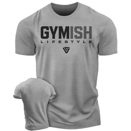 Gymish Workout Shirts for Men V2, Motivational Gym Lifting T-Shirt (LG, Gymish V2 Grey)