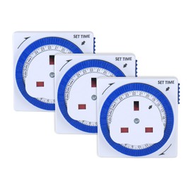 Mechanical Indoor Timer Socket Switch, 24 Hour Segment Timer Light Switch for Indoor Lights, Christmas Lights and Home Appliances,3 Pack.