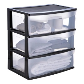 Cajonera De Plástico Italhome Organizador De Cajones Grandes Rino 3 Negra