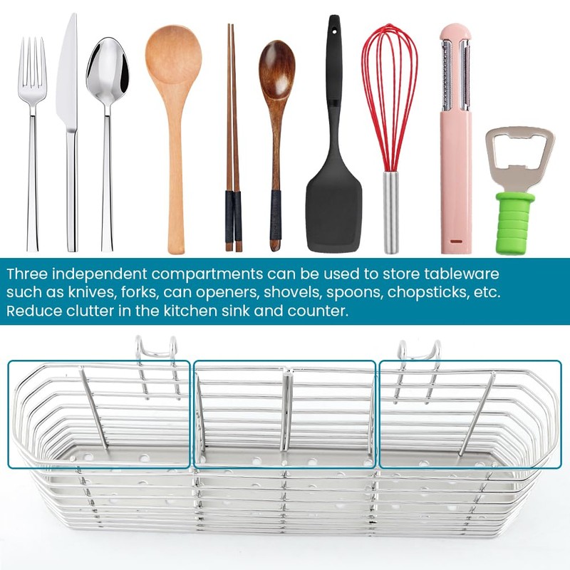 Ranjaner 304 Stainless Steel Utensil Holder, Dish Drying Rack with