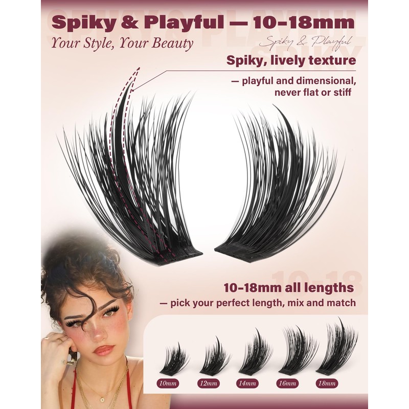 Manga Lash Clusters with Spikes Wispy Eyelash Clusters CD Curl
