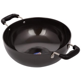 Satre Online and Marketing Hindalco Aluminium Kadai Size No-12, Frying Pan, Thickness 3 mm, Color-Black