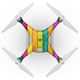 DesignSkinz - Compatible with Drone DJI Phantom 3/3 Pro - Skin Decal Protective Scratch Resistant Vinyl Wrap - Neon Wood Planks